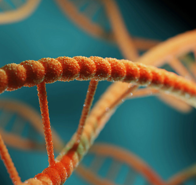 Close up of digitally created dna image