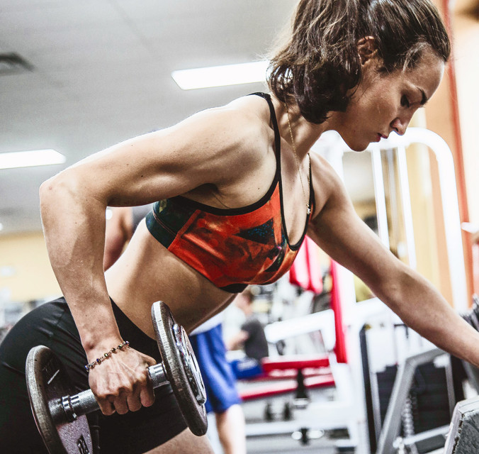 Woman working out in gym